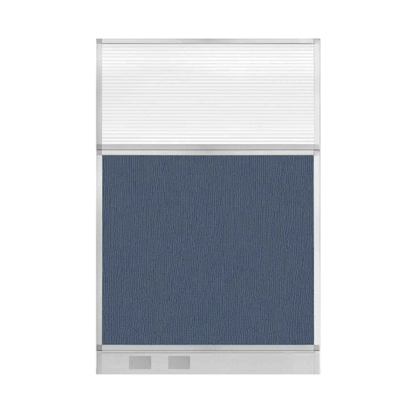 Hush Panel Configurable Cubicle Partition 4' x 6' Ocean Fabric Clear Fluted Window w/ Cable Channel